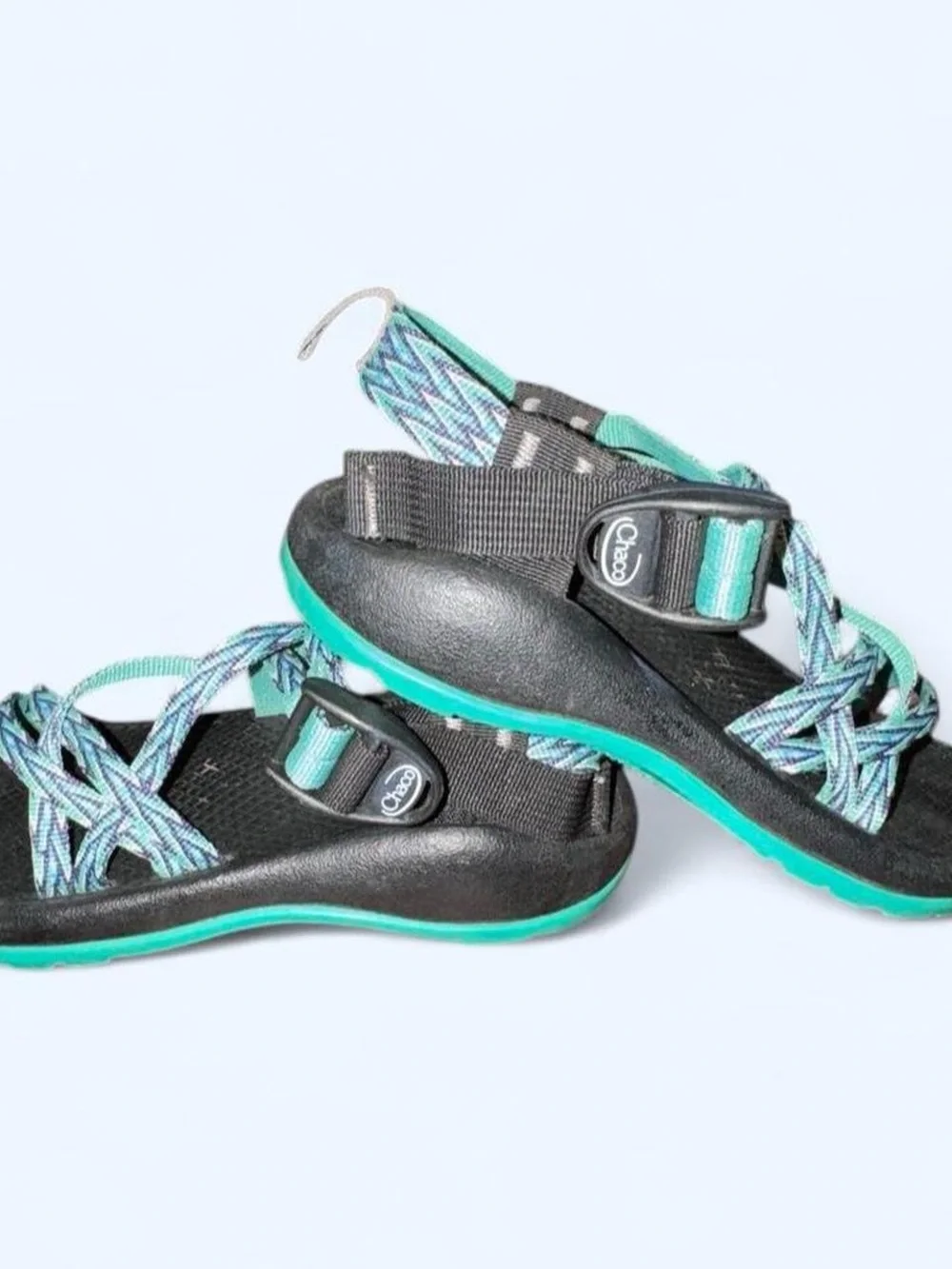Chaco ZX/2 Sandals in Black with teal & blue Straps